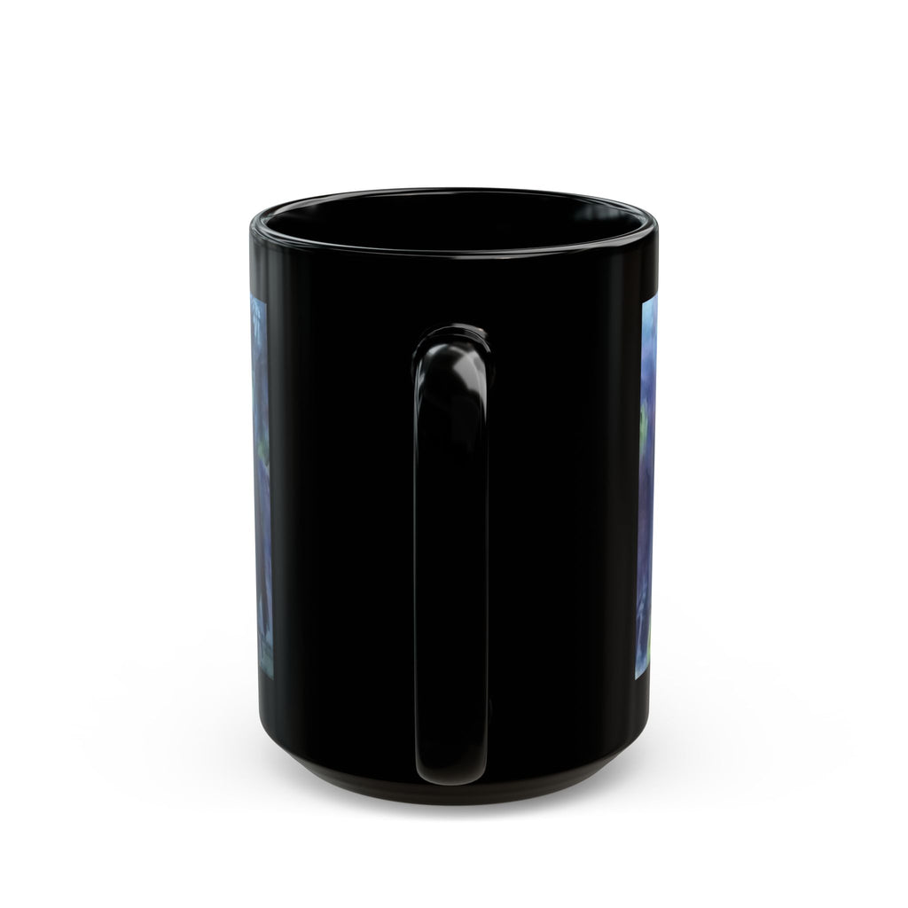 Dark Raven Watercolor Black Mug | Personalizable Gothic Bird Art, Night Forest