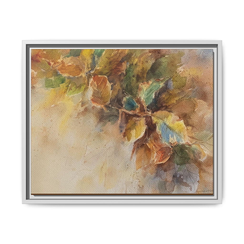 Framed  Autumn Leaves Matte Canvas Watercolor