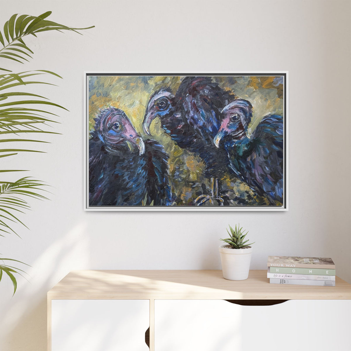 Three Vultures Painting Matte Canvas