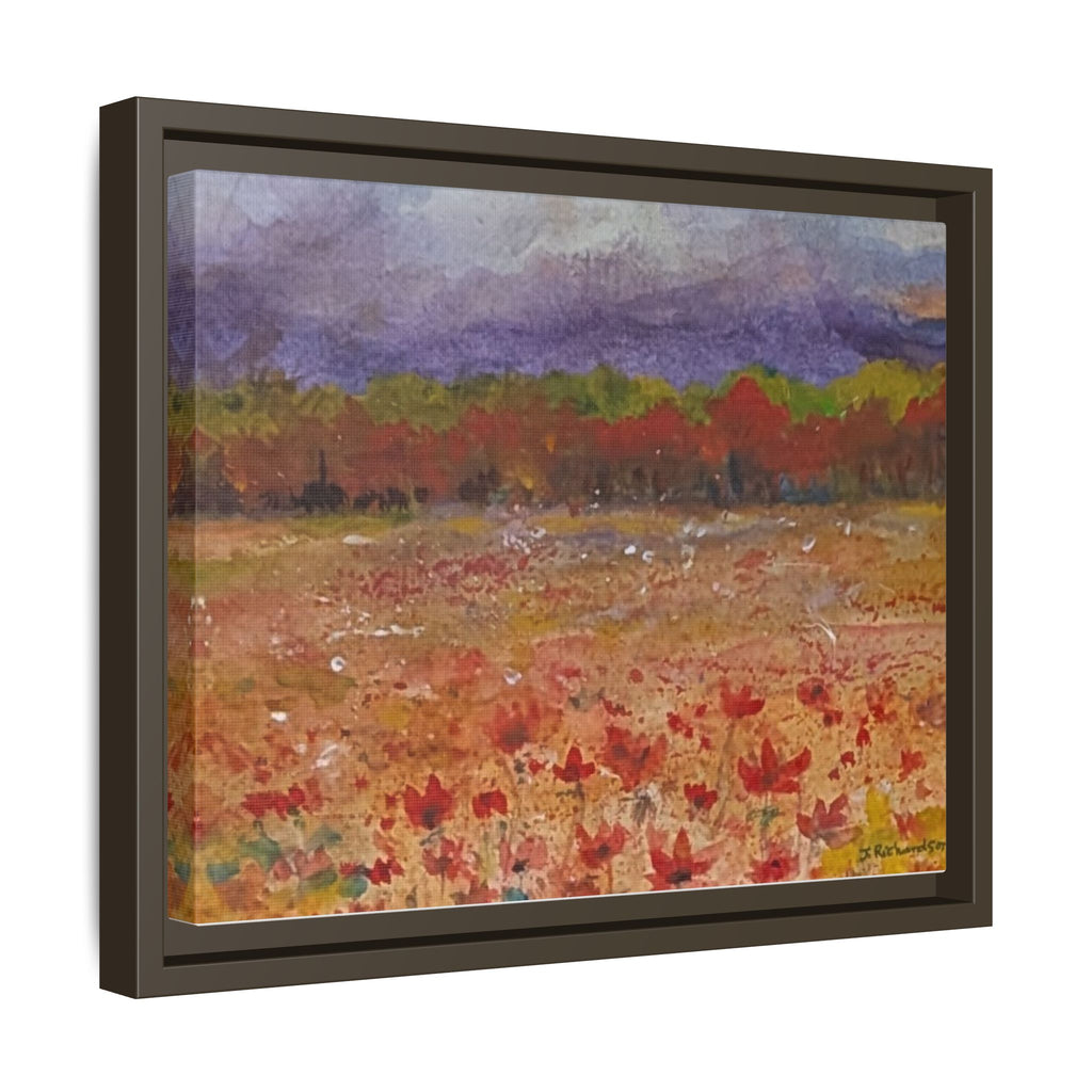 Framed Canvas Wall Art – Autumn Wildflower Meadow Landscape Painting