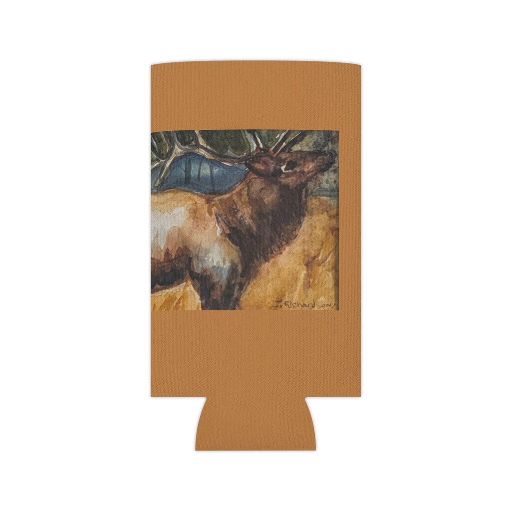 Elk Watercolor Can Cooler  Rustic Wildlife Beverage Koozie