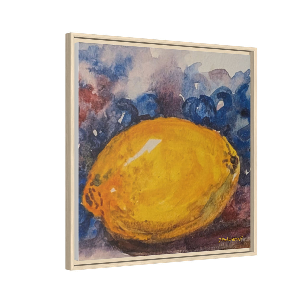 Lemon Grapes Pastel Painting Framed Matte Canvas
