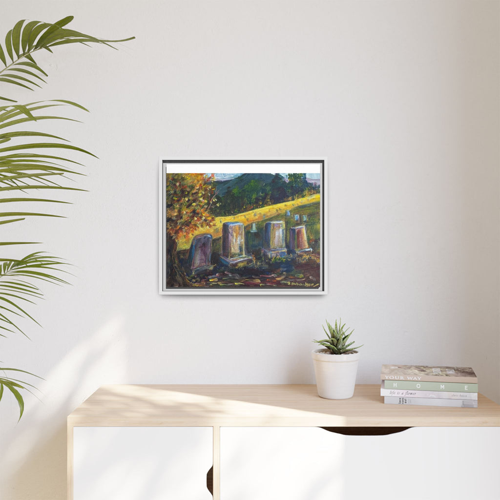 Framed Matte Canvas – Autumn Cemetery Landscape Art Print