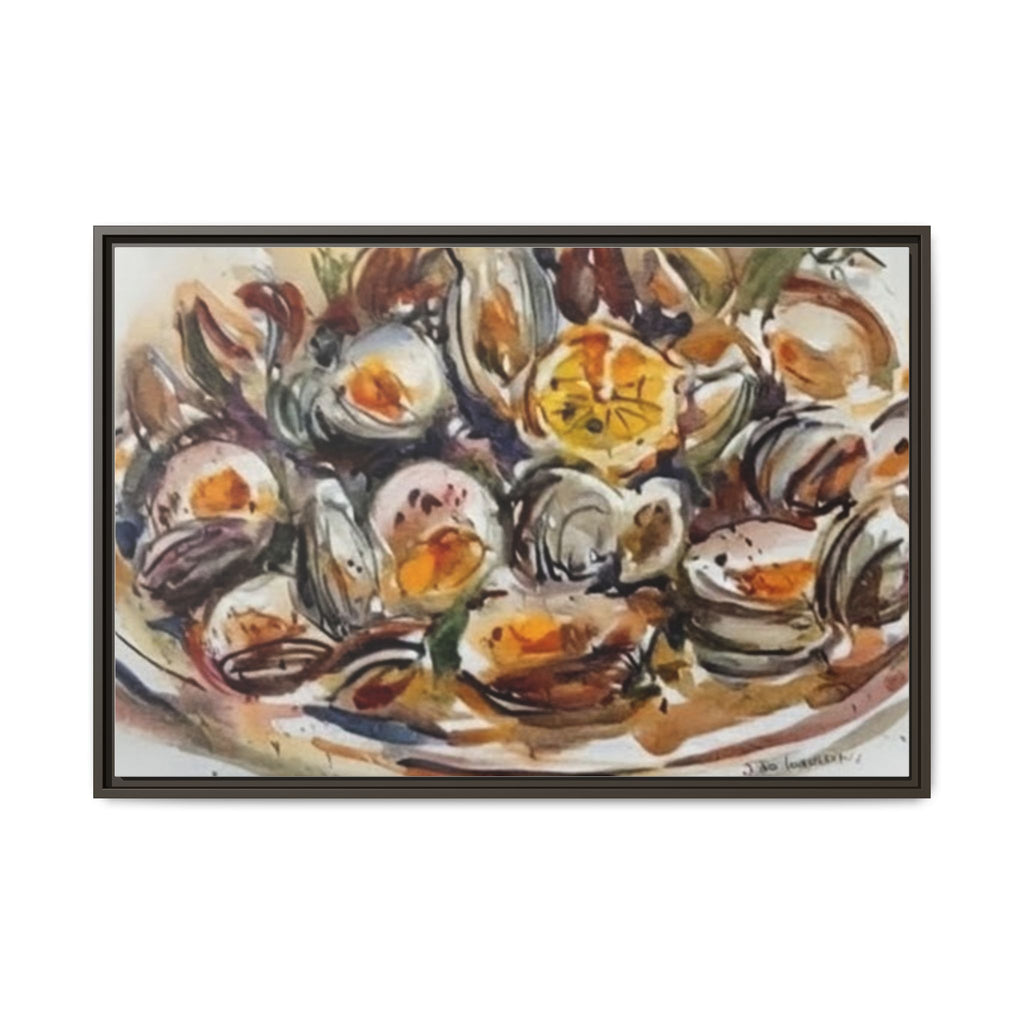 Clam Shell Watercolor Still Life Framed Canvas | Matte Multi-Color