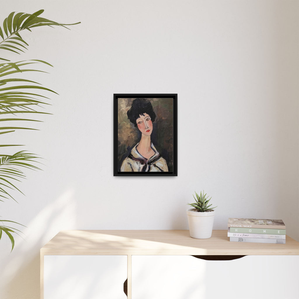 Framed Matte Canvas Print – Modigliani‑Style Portrait Art