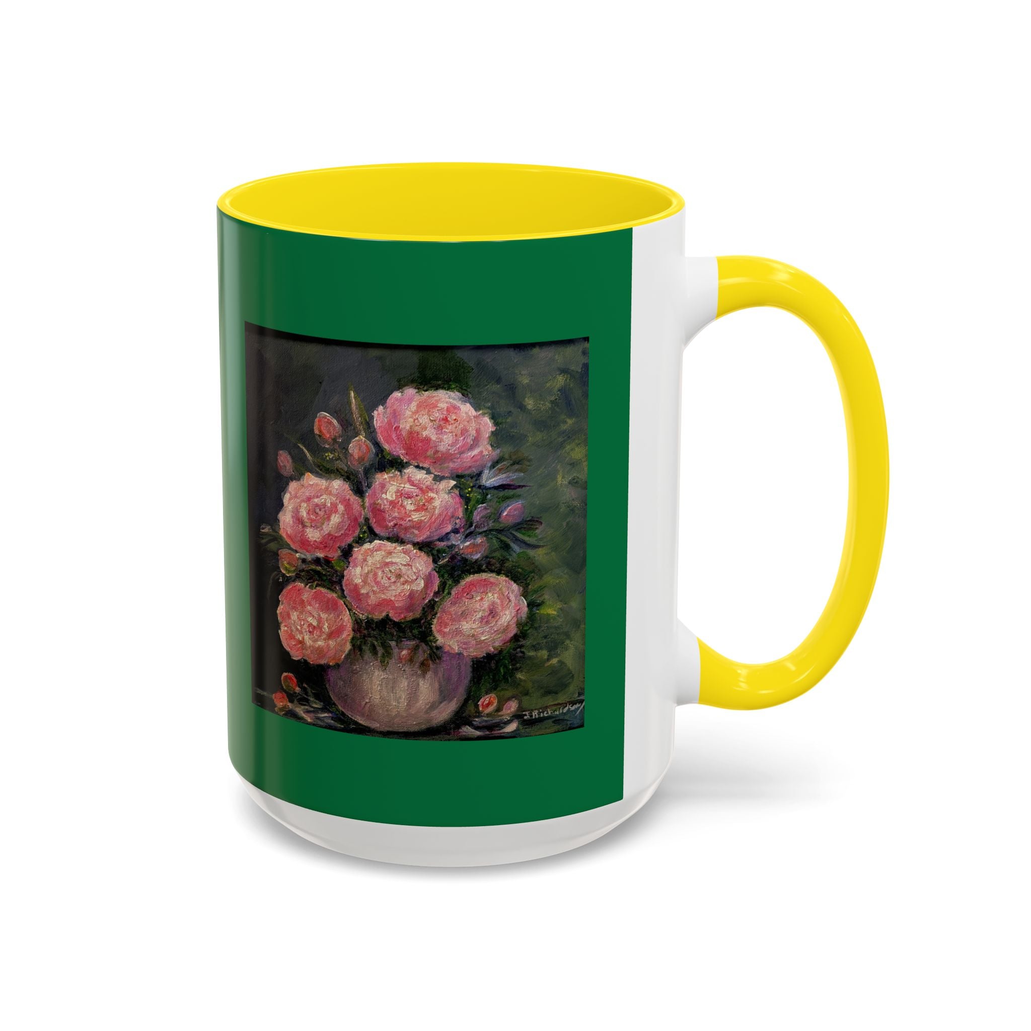 Pink Peony Bouquet Accent Coffee Mug — Floral Tea Cup for Garden Lovers
