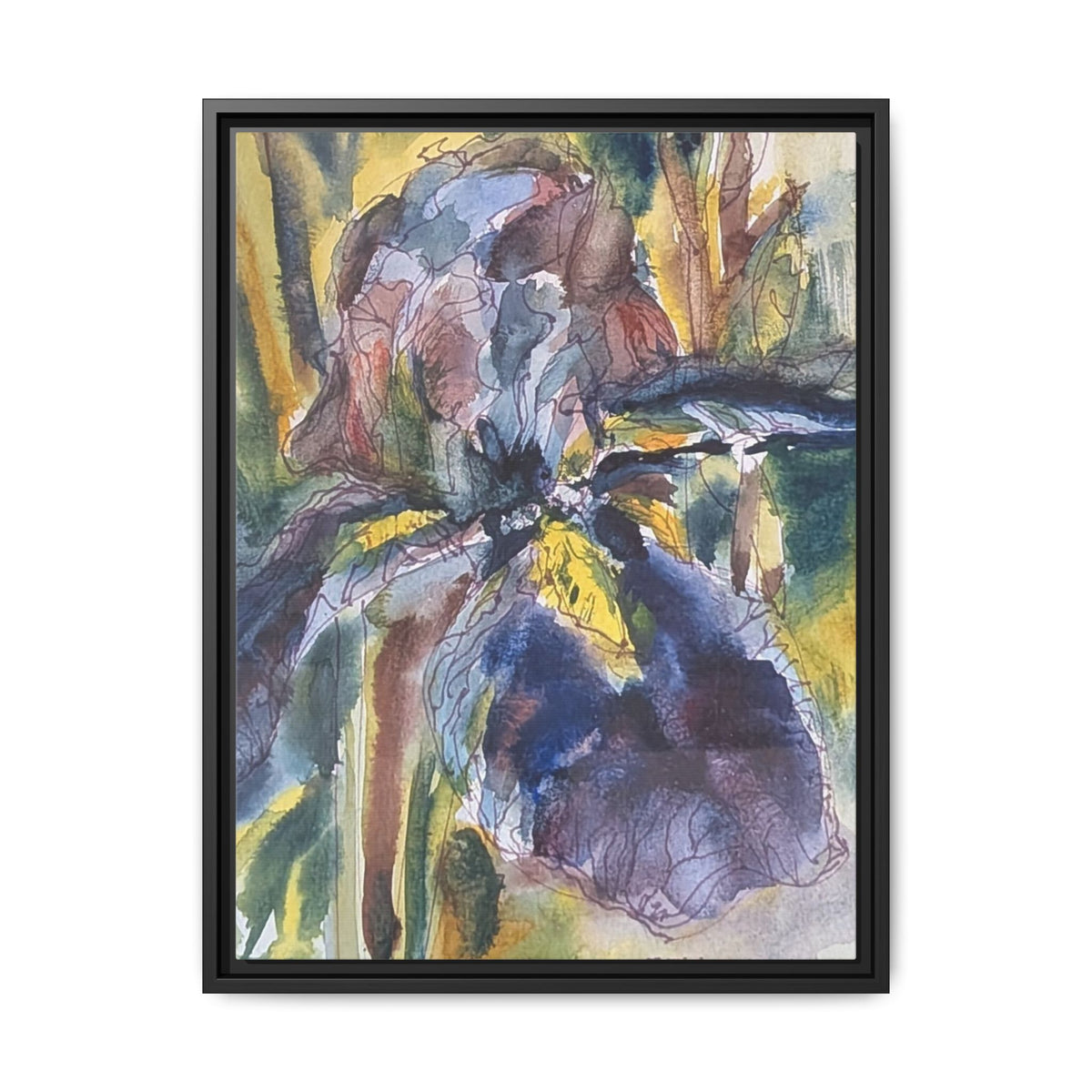 Framed Watercolor Iris Matte Canvas Wall Art