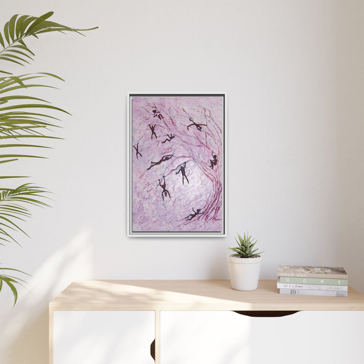 Abstract Falling Figures Matte Canvas Print (Framed)