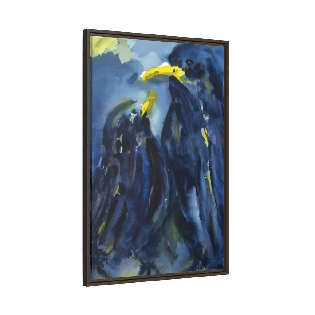 Framed Matte Canvas — Blue Raven Watercolor "Baby & Mother" Wall Art