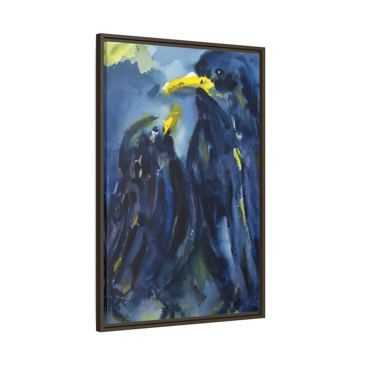 Framed Matte Canvas — Blue Raven Watercolor "Baby & Mother" Wall Art
