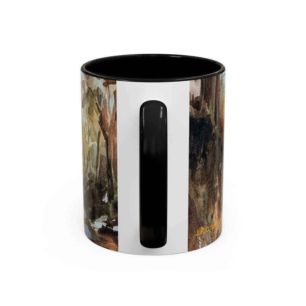 Autumn Woodland Coffee Mug — Painterly Fall Forest Trail Accent Mug