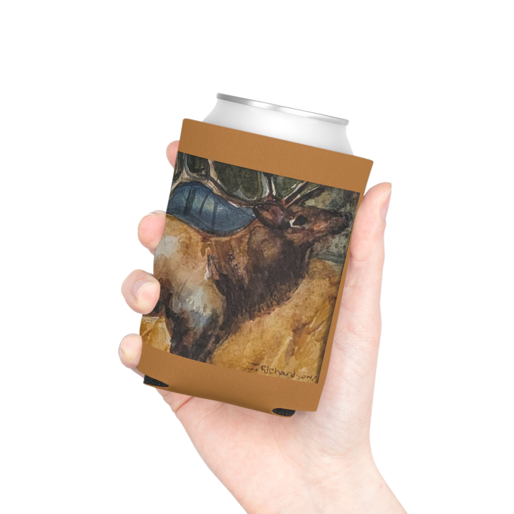 Elk Watercolor Can Cooler  Rustic Wildlife Beverage Koozie