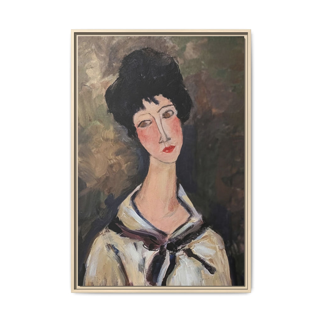 Framed Matte Canvas Print – Modigliani‑Style Portrait Art