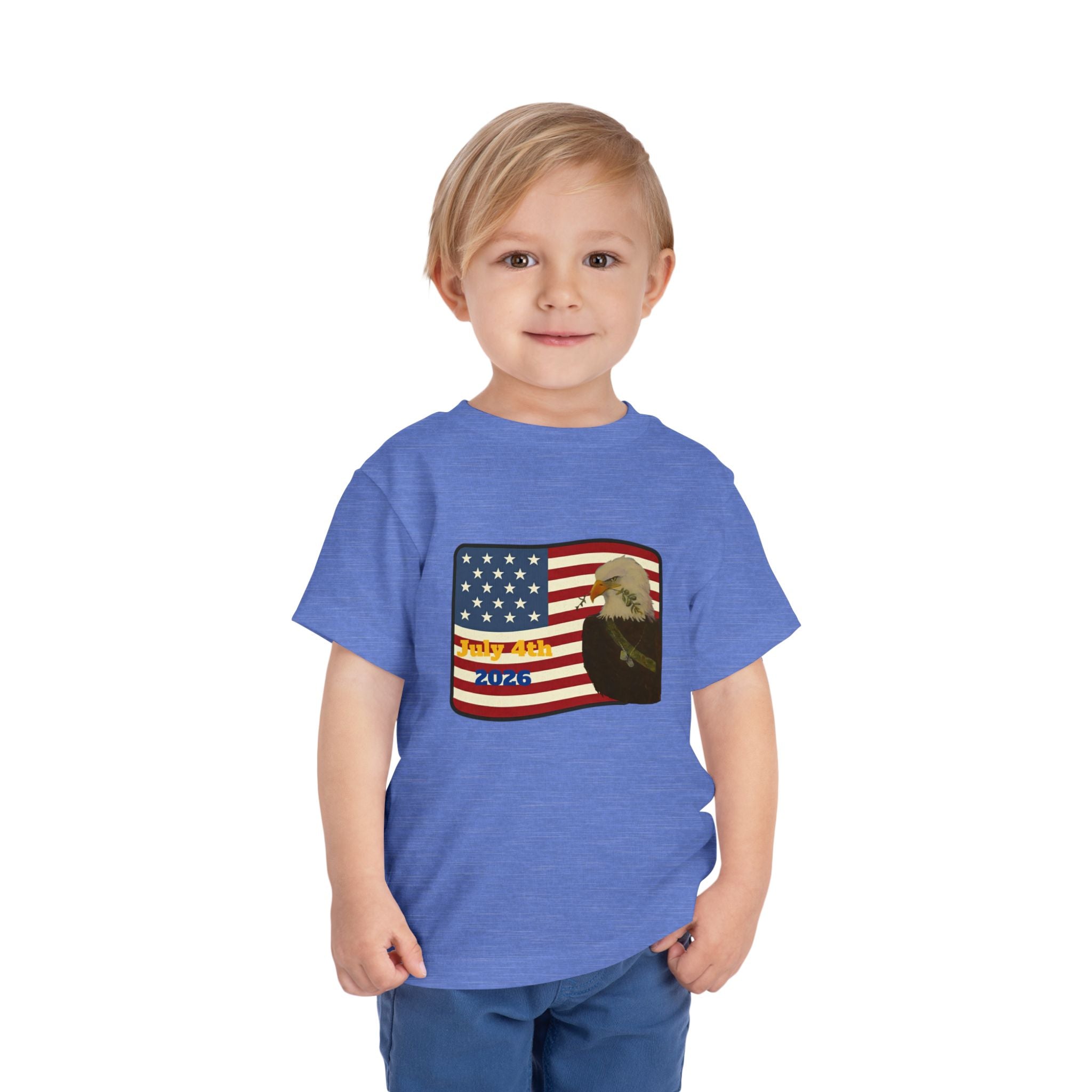 July 4th Toddler Tee —2T - 5T Patriotic Bald Eagle "USA 2026" Graphic