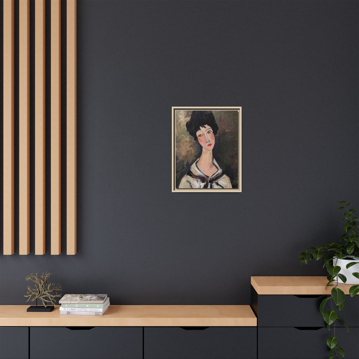 Framed Matte Canvas Print – Modigliani‑Style Portrait Art