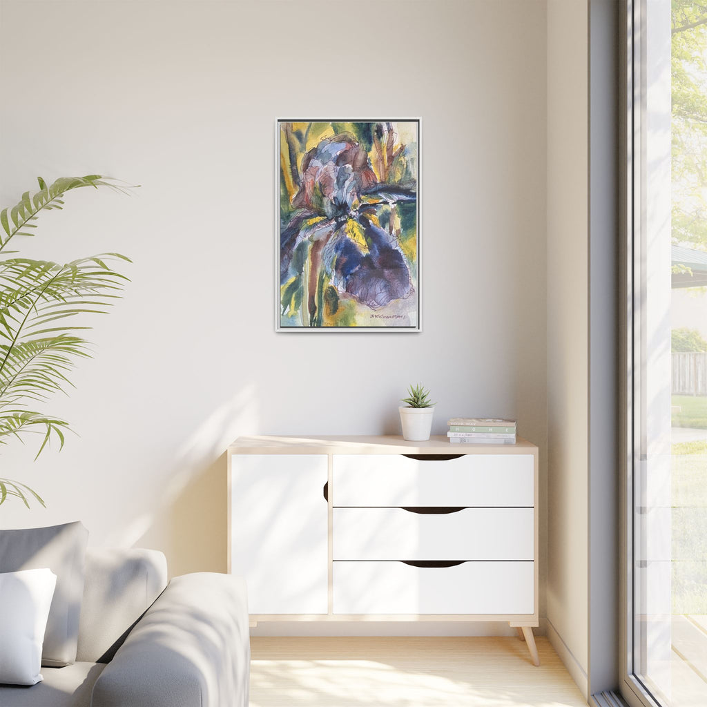 Framed Watercolor Iris Matte Canvas Wall Art