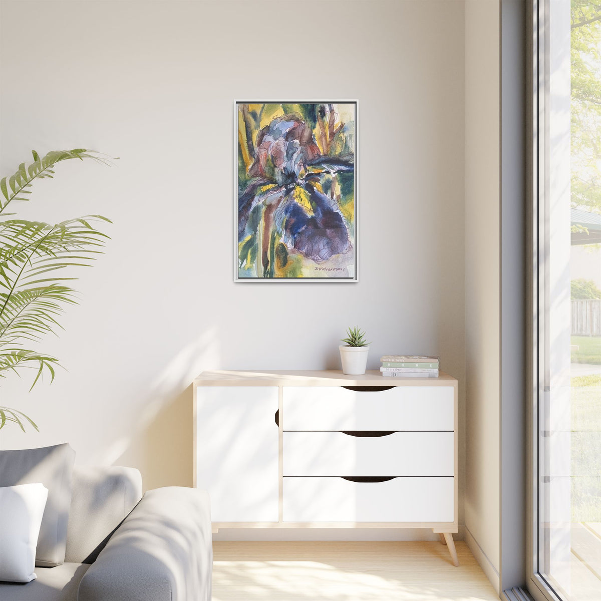 Framed Watercolor Iris Matte Canvas Wall Art