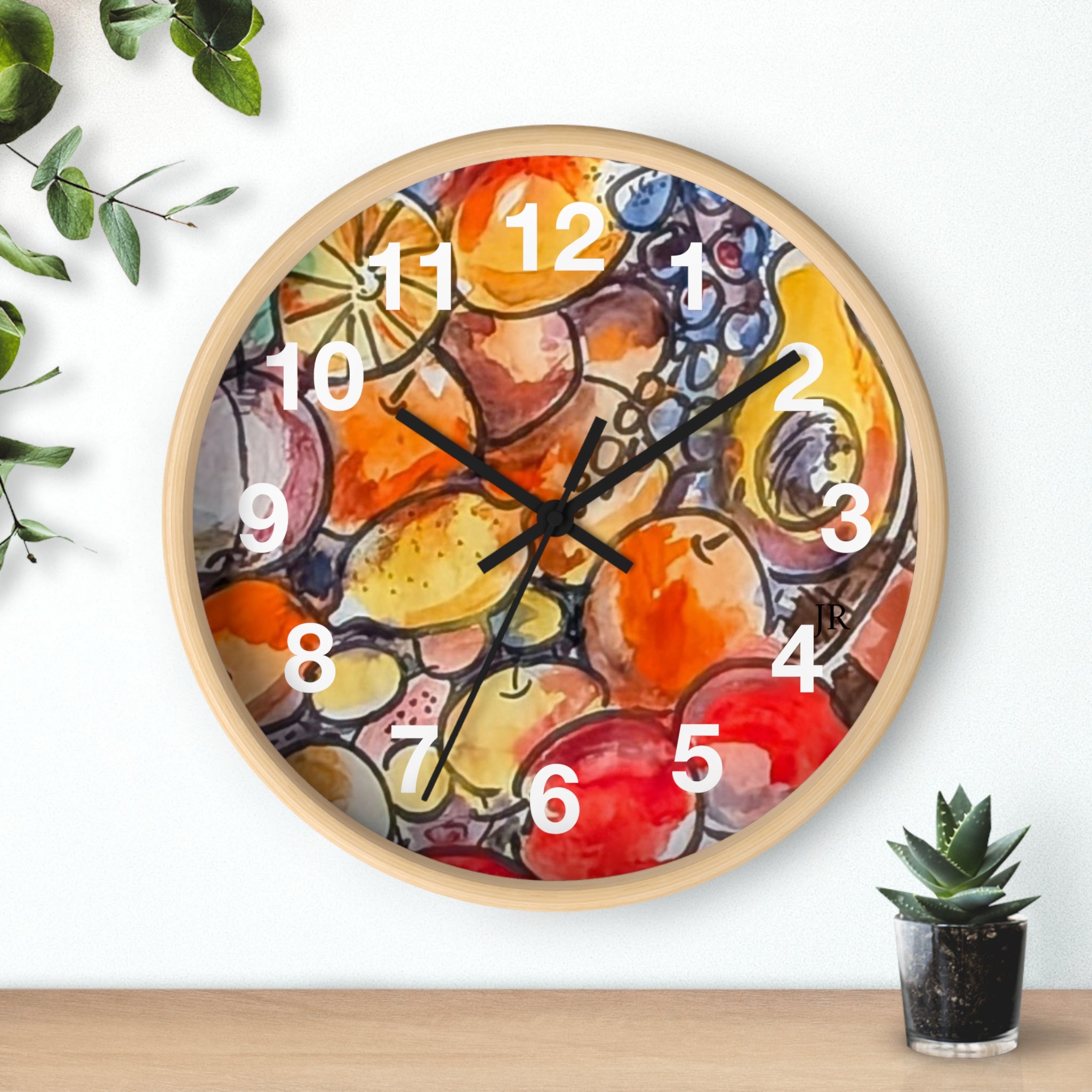 Fruit Watercolor Wall Clock — Bright Kitchen Decorative Clock