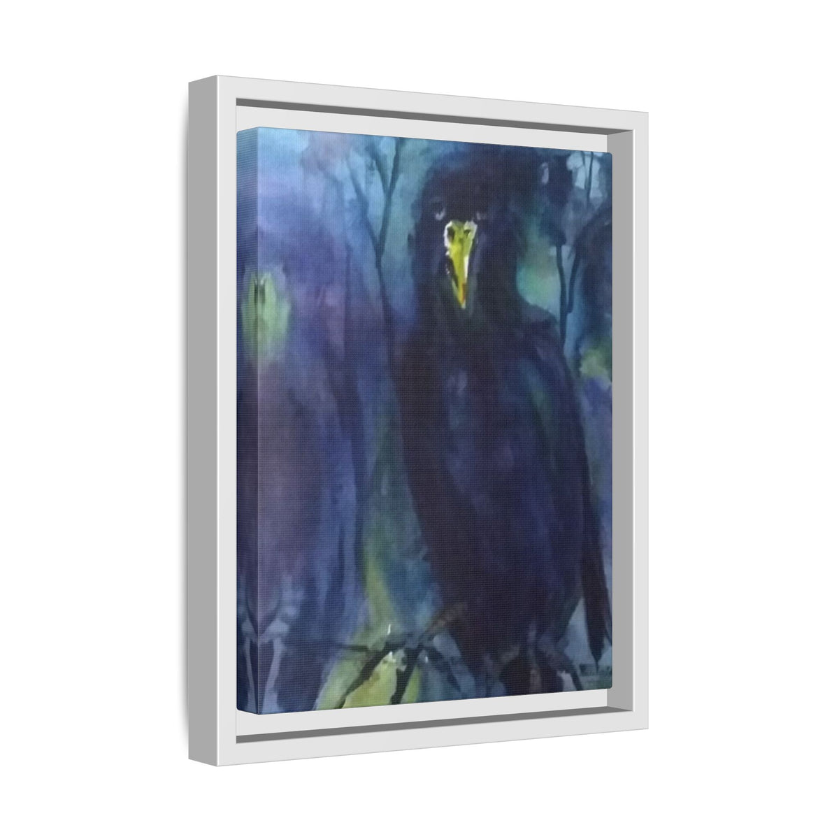 Framed Matte Canvas Print — Moody Black Raven Artwork