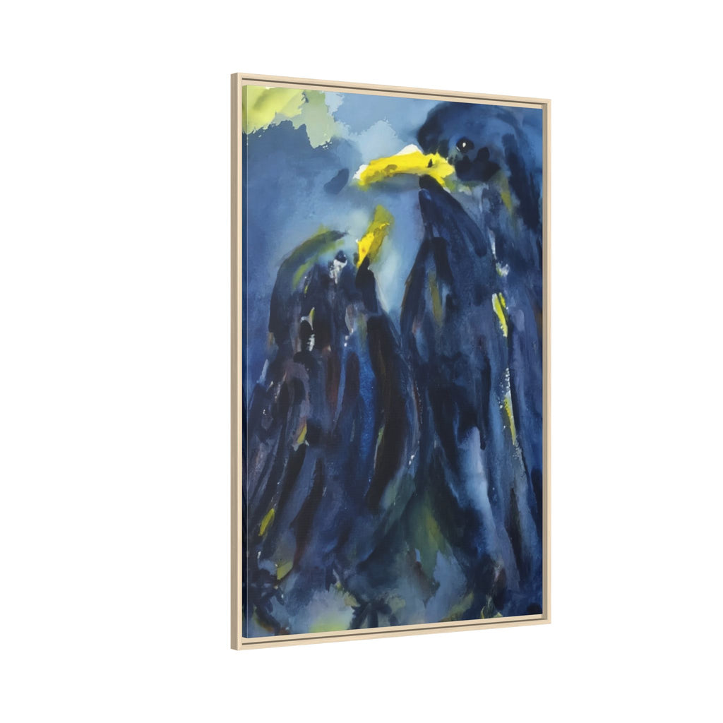 Framed Matte Canvas — Blue Raven Watercolor "Baby & Mother" Wall Art