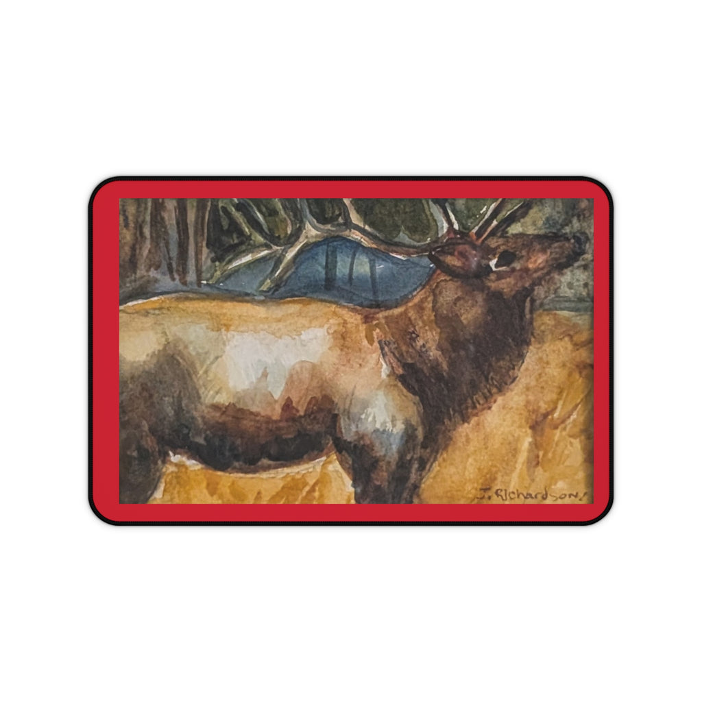 Elk Watercolor Desk Mat | Wildlife Painting Mouse Pad