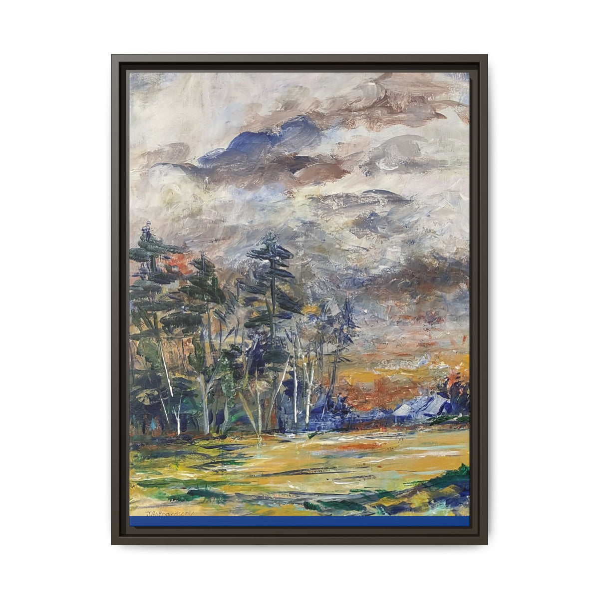 Framed Matte Canvas Landscape Print — Abstract Forest Meadow Wall Art