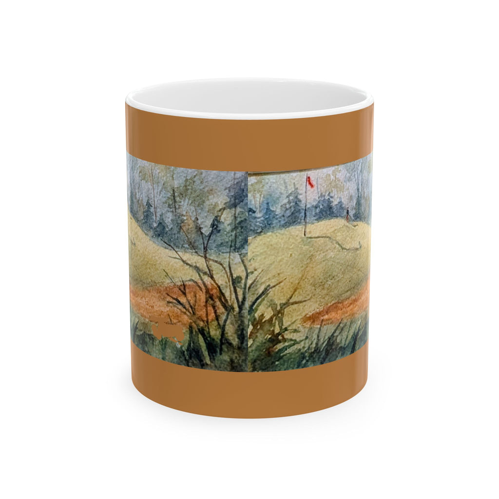 Golfer Ceramic Mug — Serene Countryside Coffee Cup (11oz, 15oz)