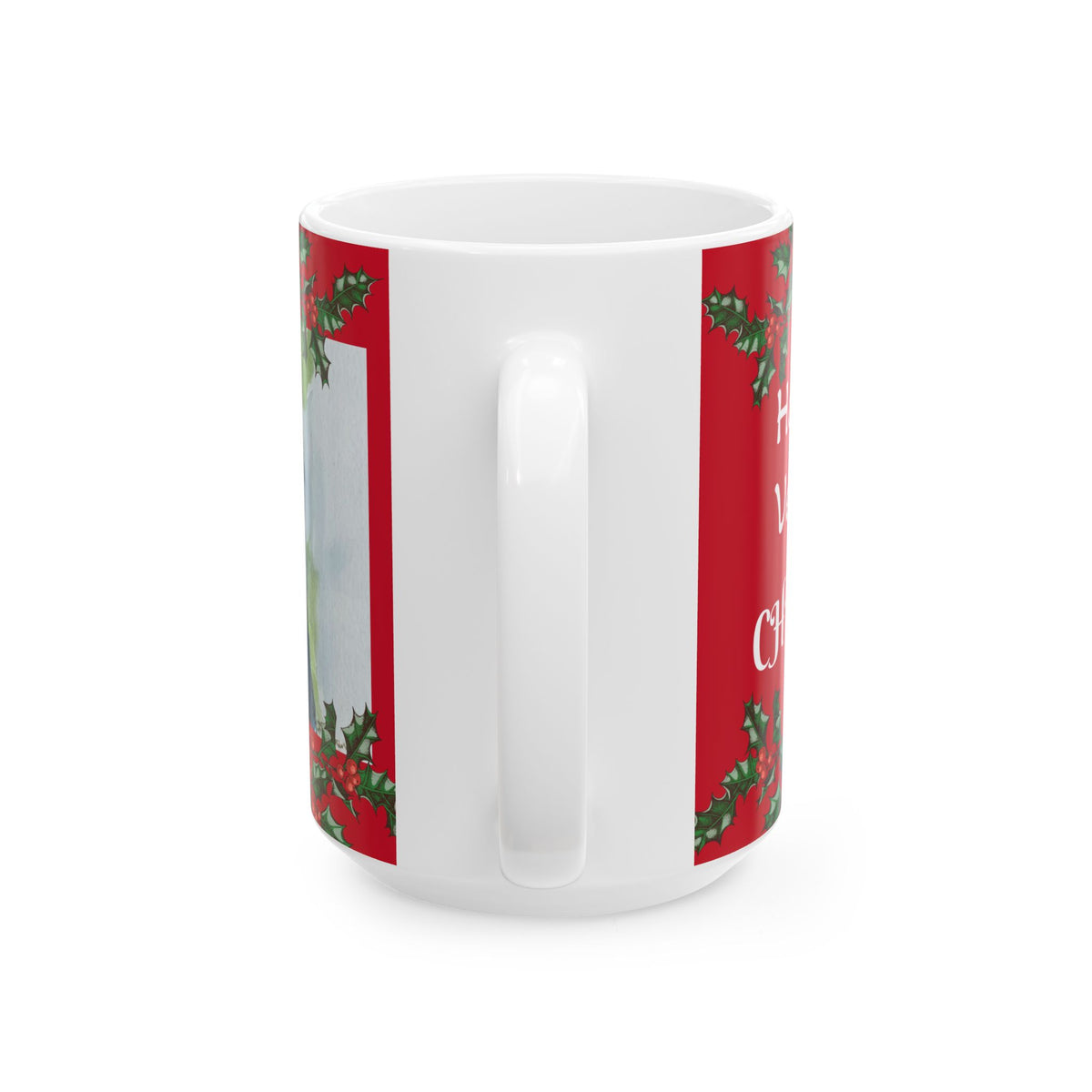 Black Bear Christmas Holly Border Mug | Festive Holiday Coffee Cup