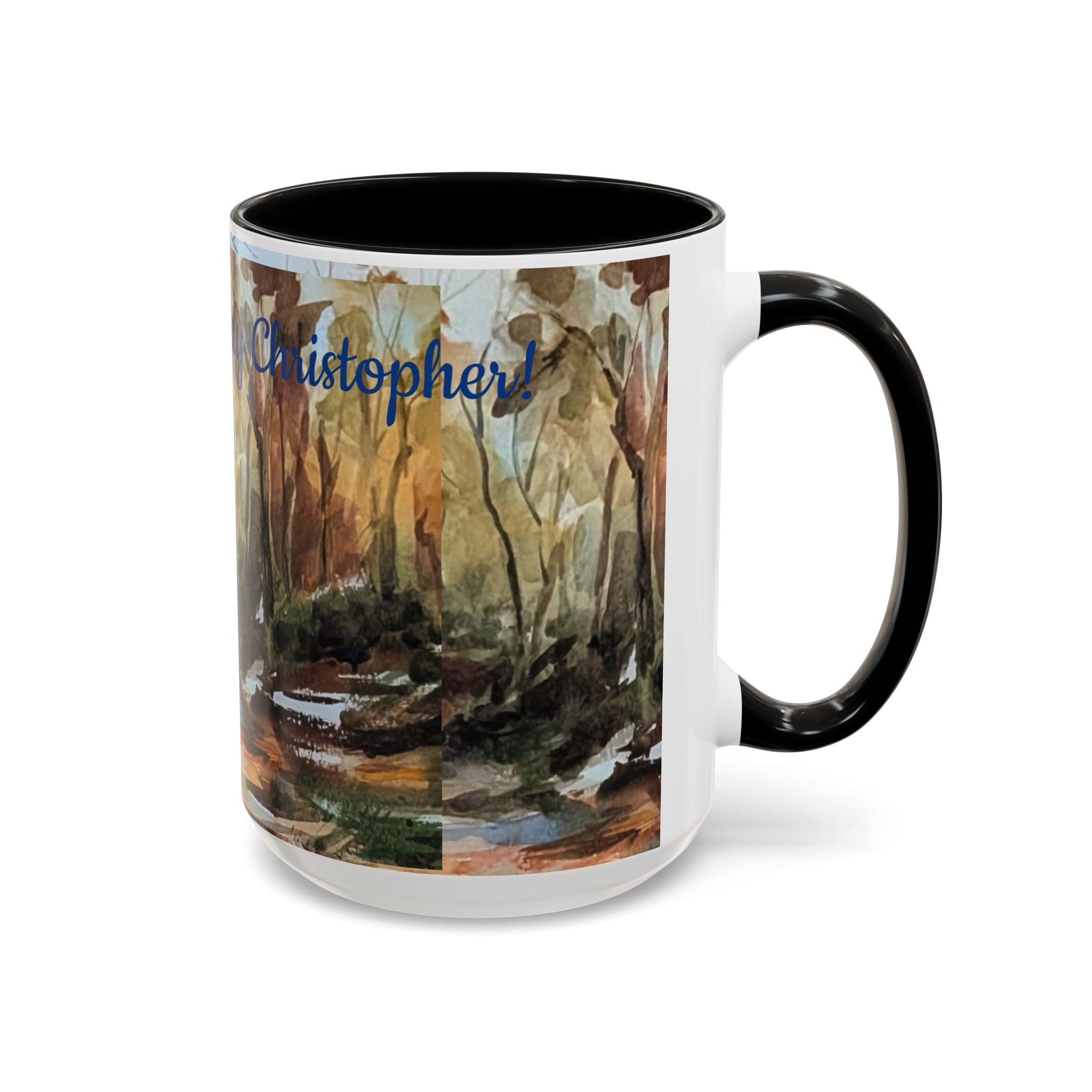Autumn Woodland Coffee Mug — Painterly Fall Forest Trail Accent Mug