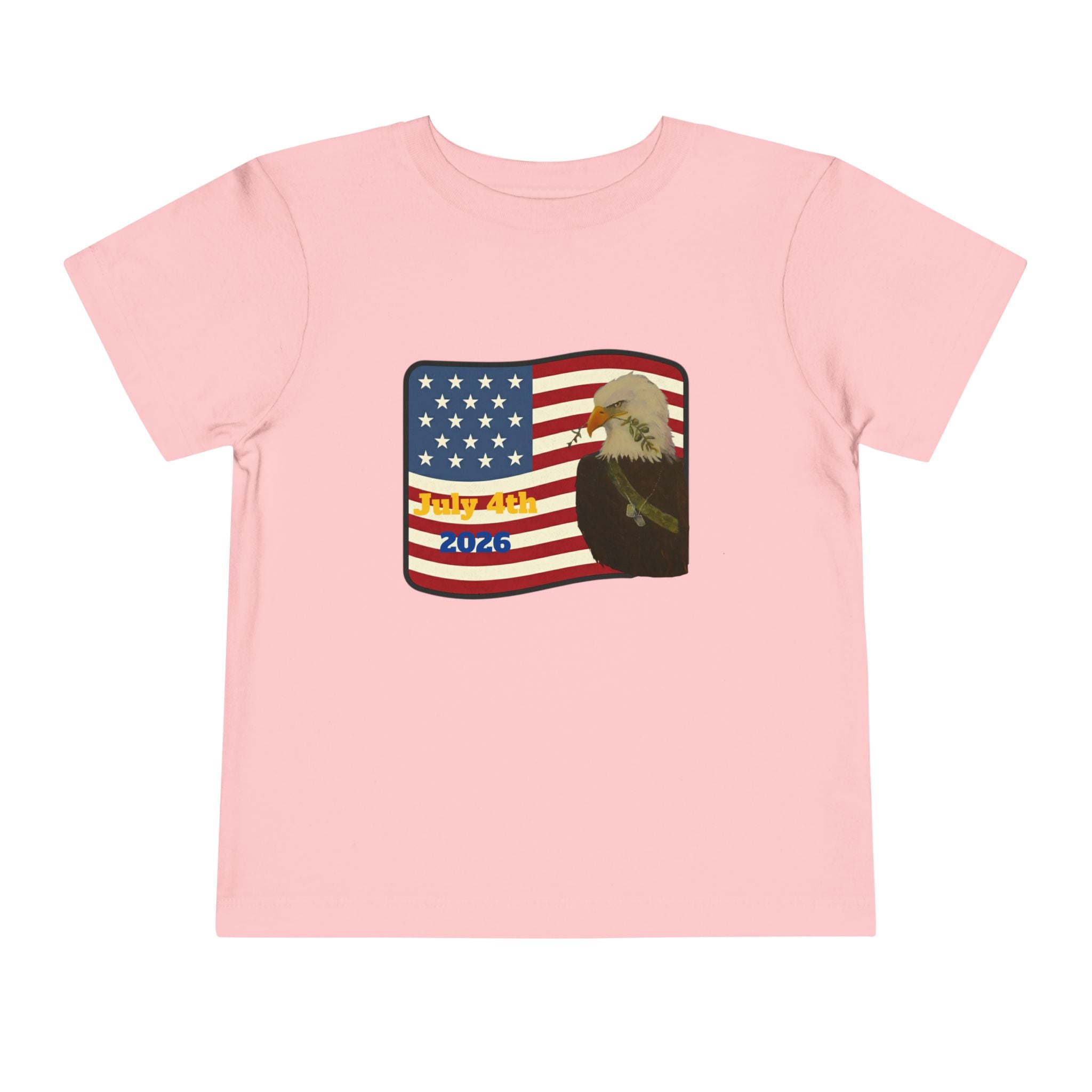 July 4th Toddler Tee —2T - 5T Patriotic Bald Eagle "USA 2026" Graphic