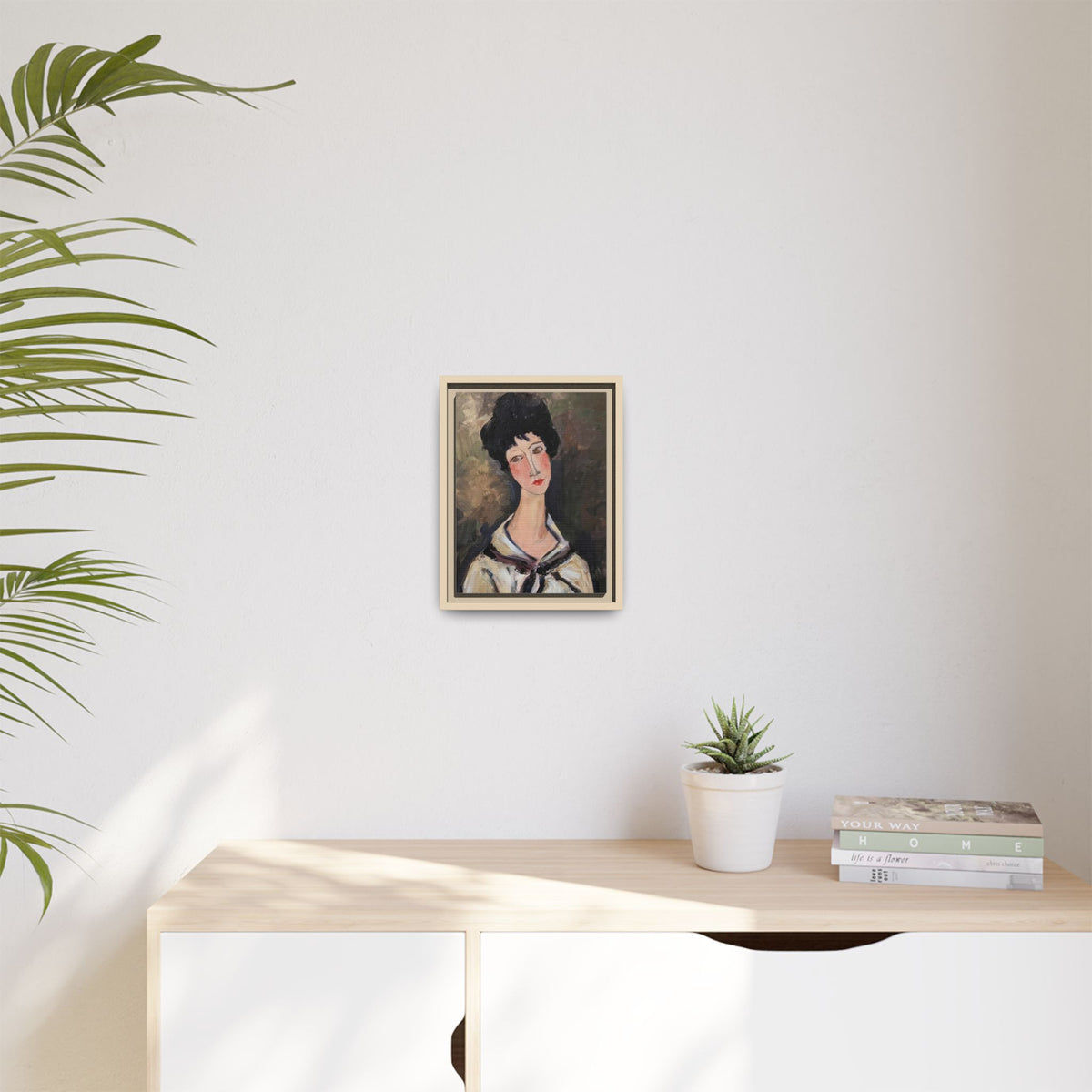 Framed Matte Canvas Print – Modigliani‑Style Portrait Art