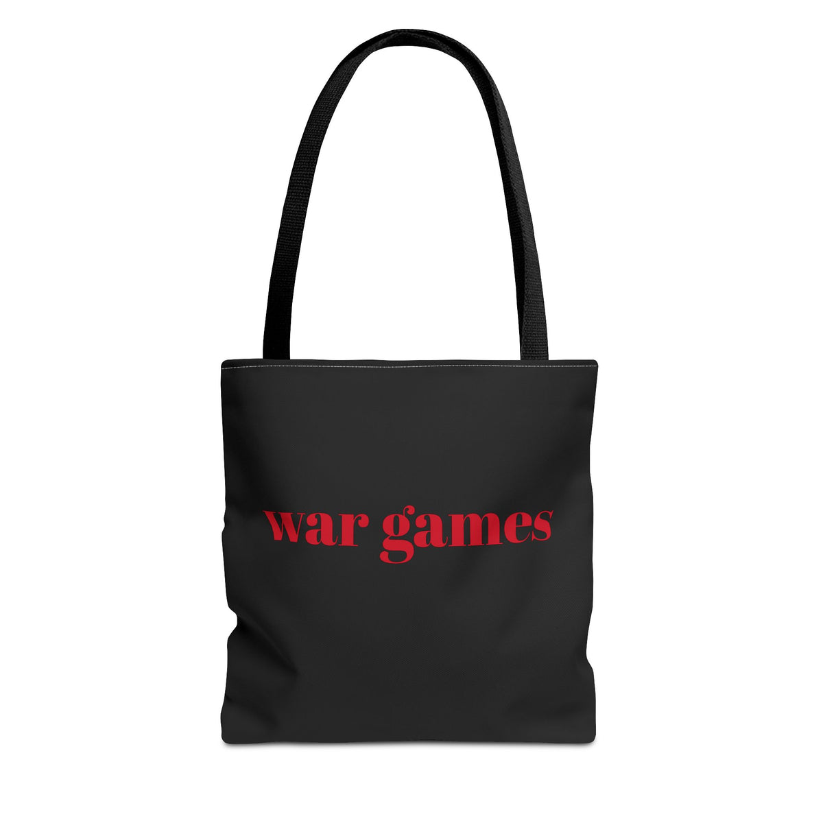 Tote Bag — 'war games' Red Text Graphic Tote