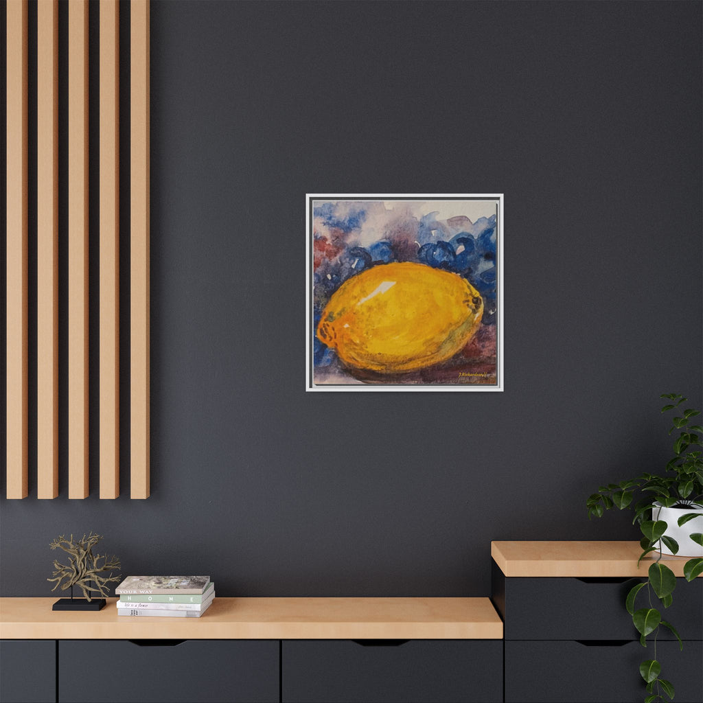 Lemon Grapes Pastel Painting Framed Matte Canvas