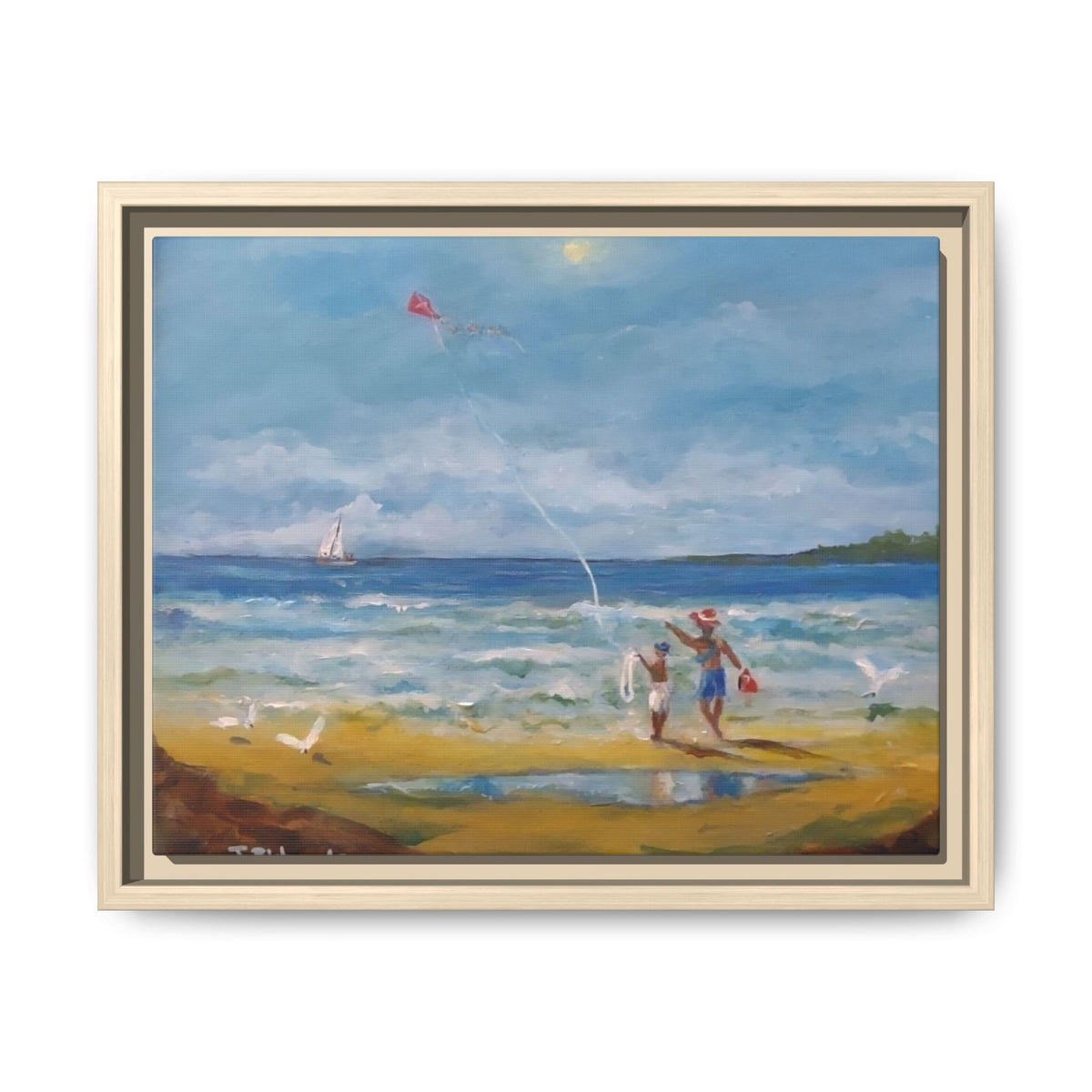 Red Kite Oceanside Framed Matte Canvas Wall Art