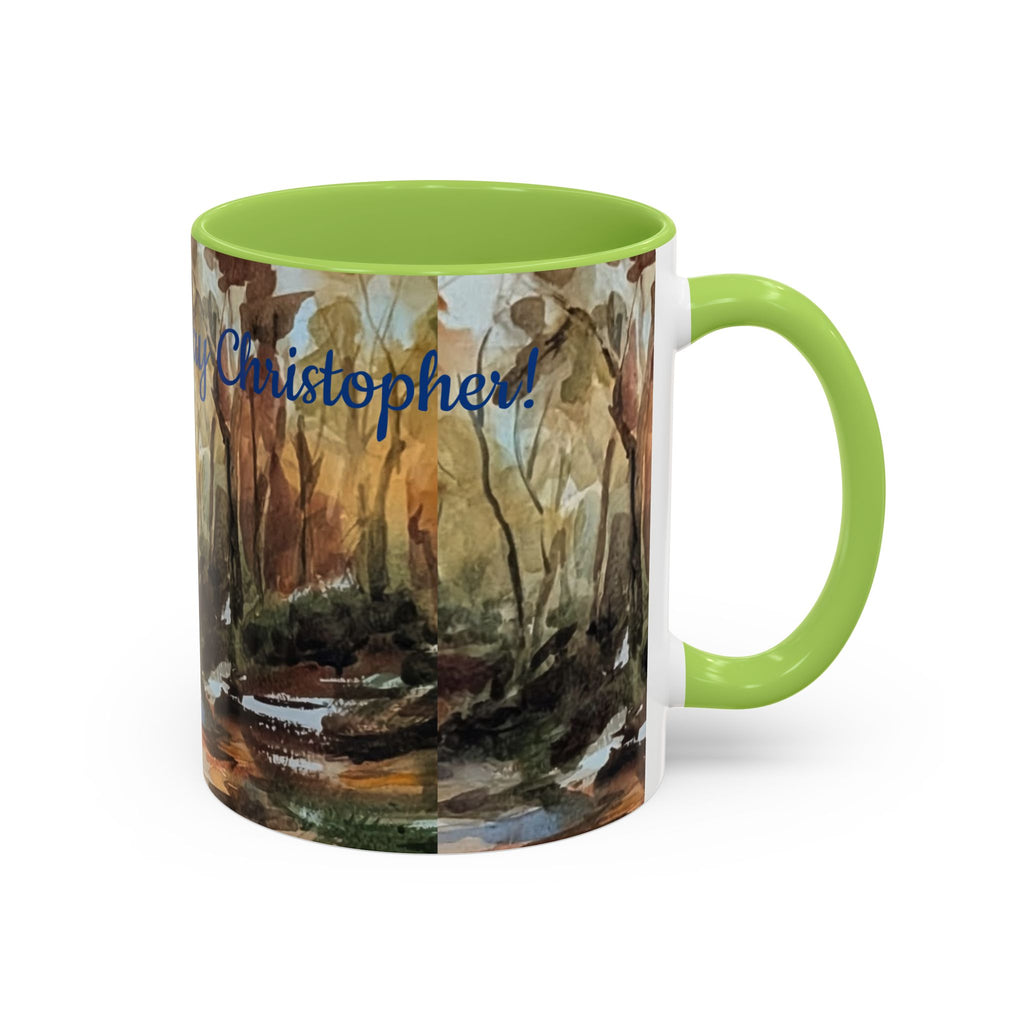 Autumn Woodland Coffee Mug — Painterly Fall Forest Trail Accent Mug