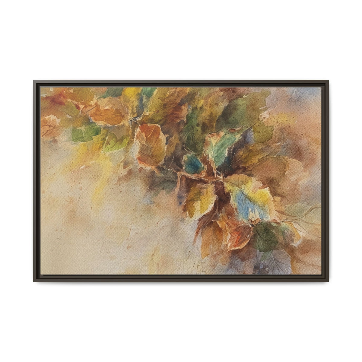 Framed  Autumn Leaves Matte Canvas Watercolor