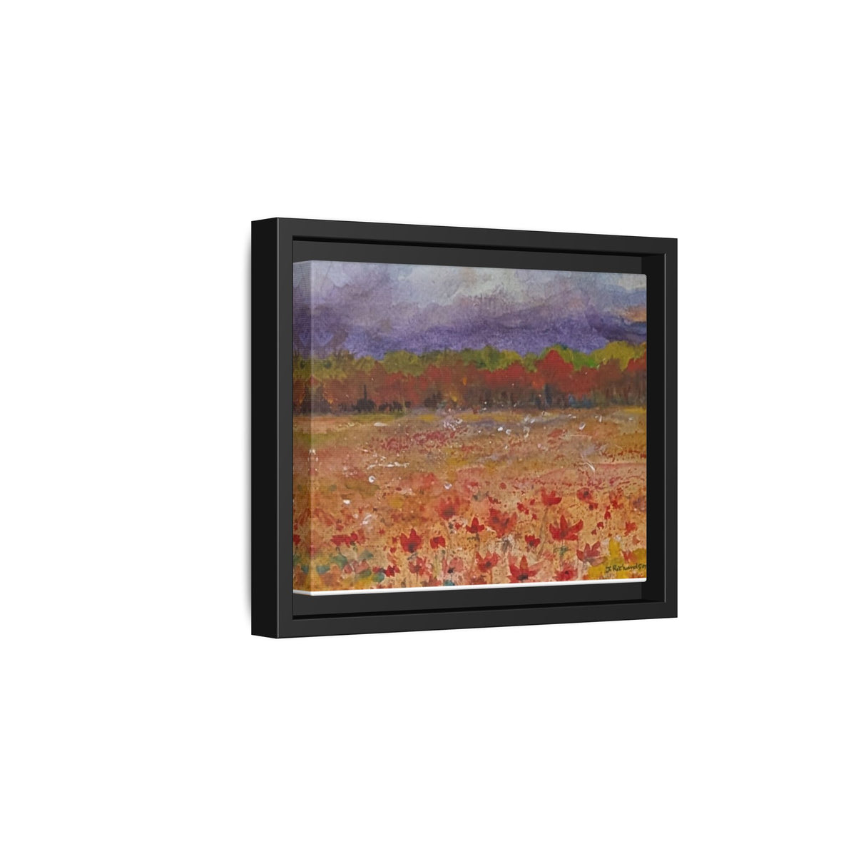 Framed Canvas Wall Art – Autumn Wildflower Meadow Landscape Painting