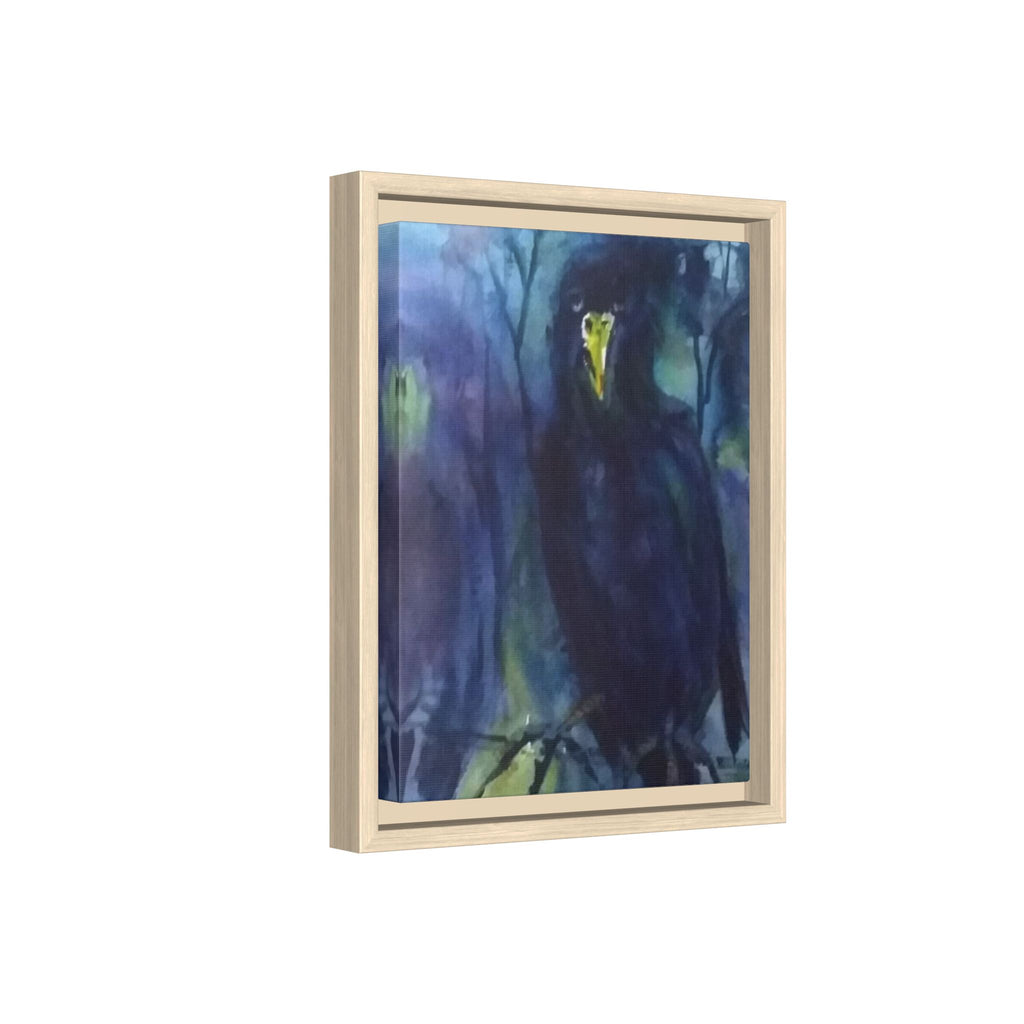 Framed Matte Canvas Print — Moody Black Raven Artwork