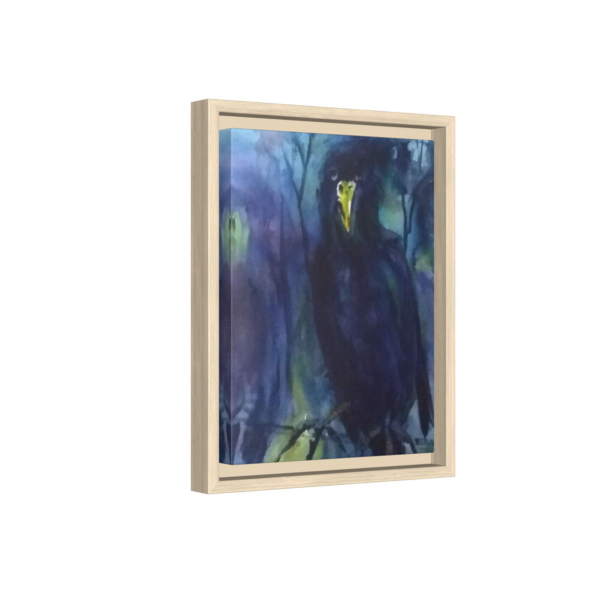 Framed Matte Canvas Print — Moody Black Raven Artwork