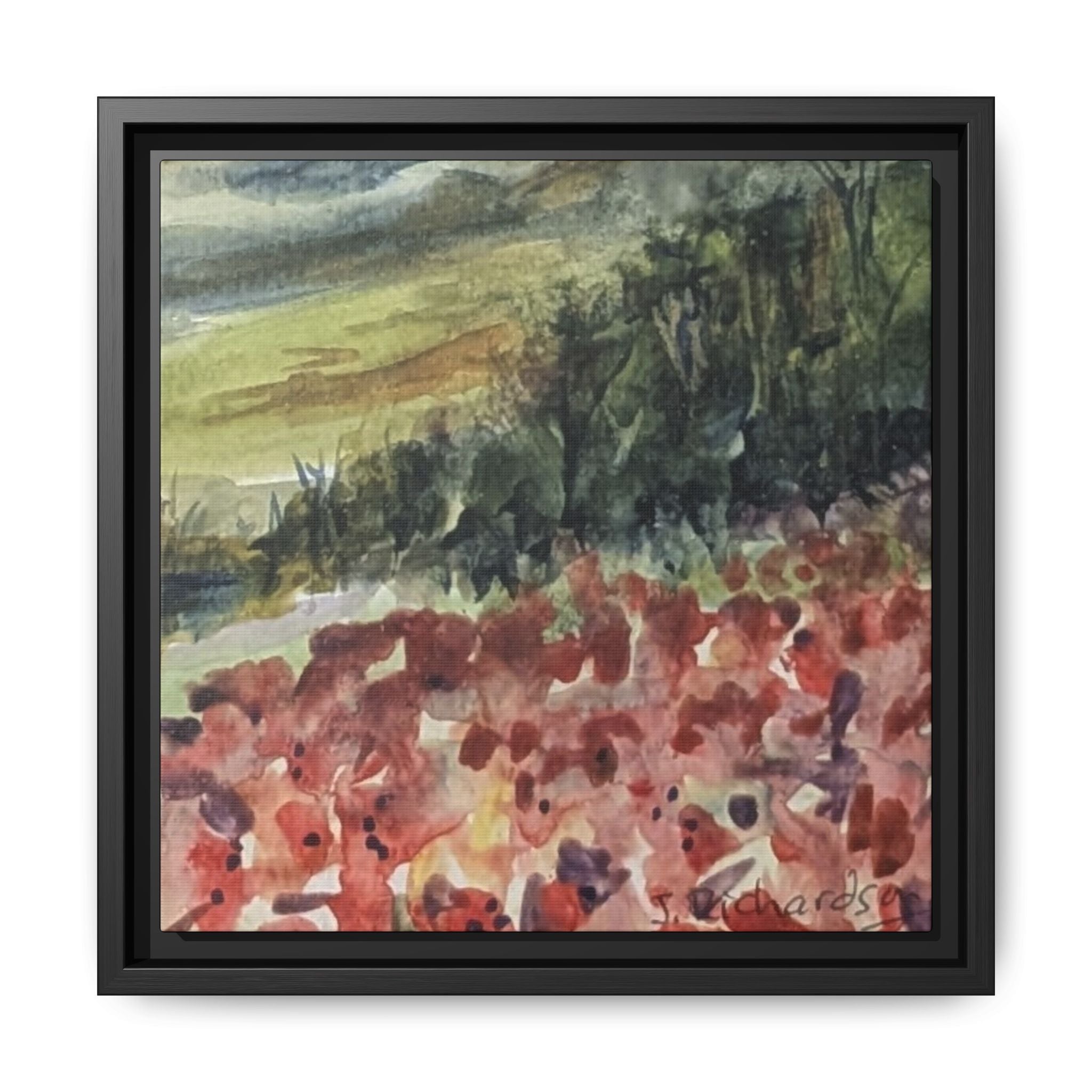 Framed Poppies landscape Matte Canvas,   Multi-color frames)