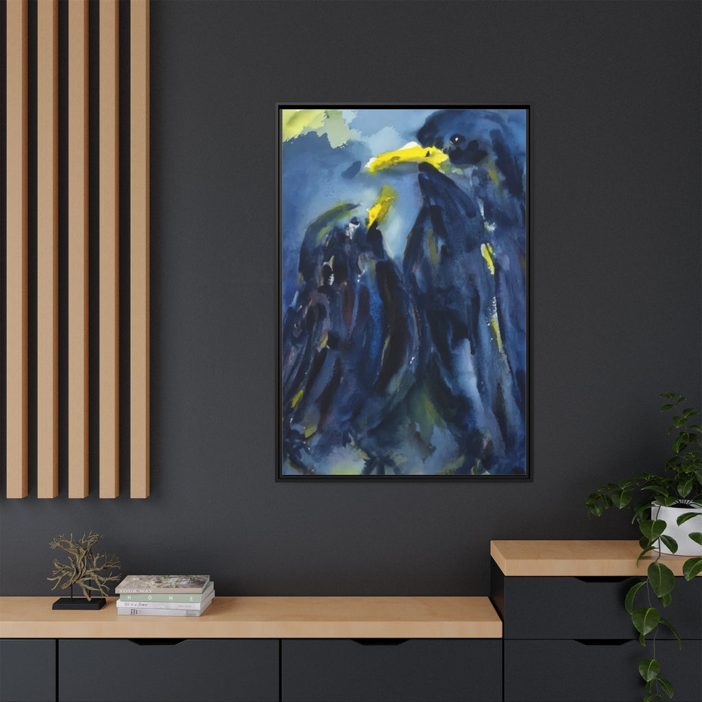 Framed Matte Canvas — Blue Raven Watercolor "Baby & Mother" Wall Art