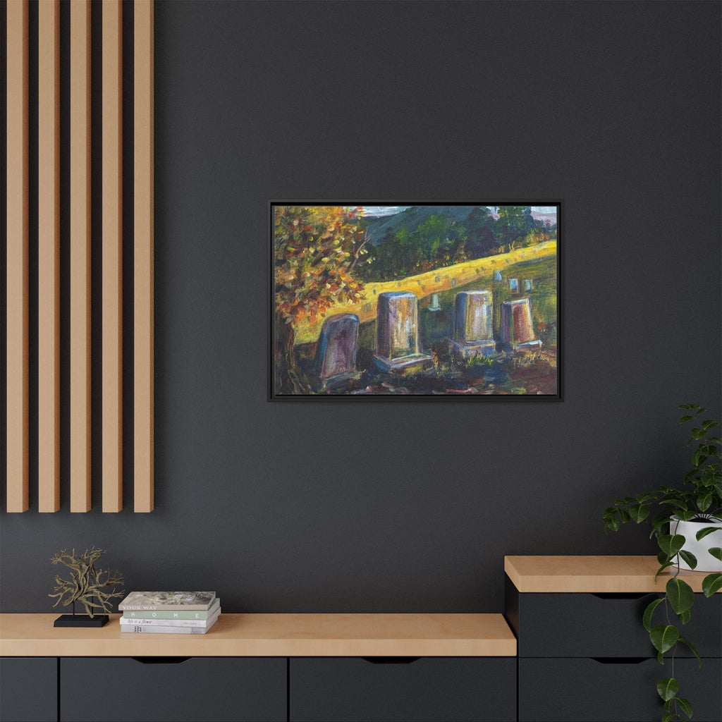 Framed Matte Canvas – Autumn Cemetery Landscape Art Print