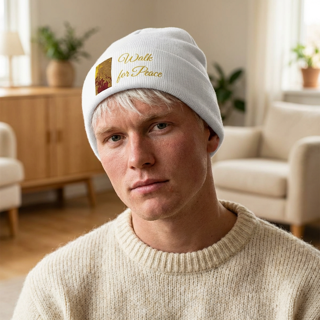 Embroidered Knit Beanie – Monks' "Walk for Peace'