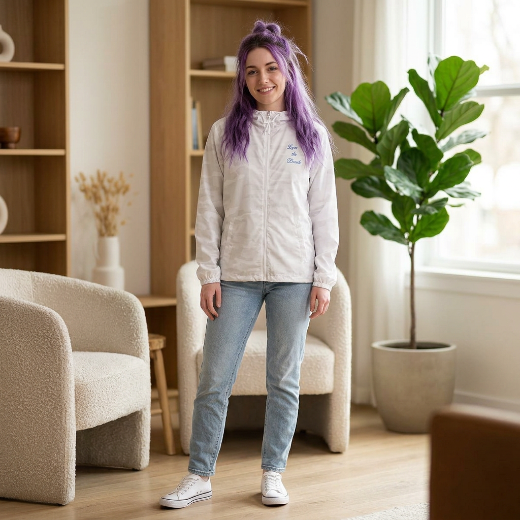 Windbreaker Jacket — "Love the Beach" Seaside Painting Print