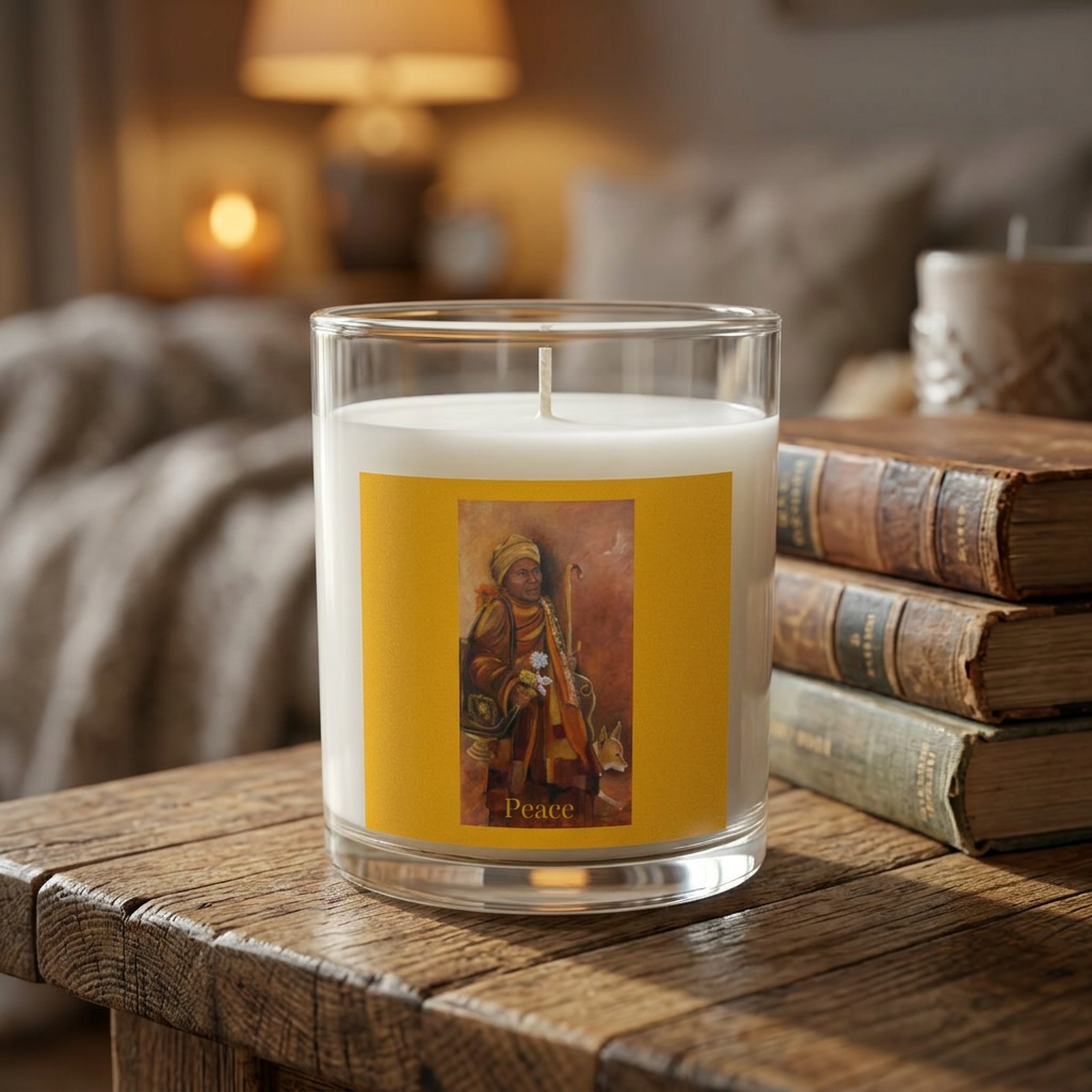 "Walk for Peace" Art Glass Candle — Warm Spiced Scented Decor, 11 oz