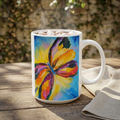 Colorful Butterfly Ceramic Mug — Vibrant Painted Flower Coffee Cup (11oz & 15oz)