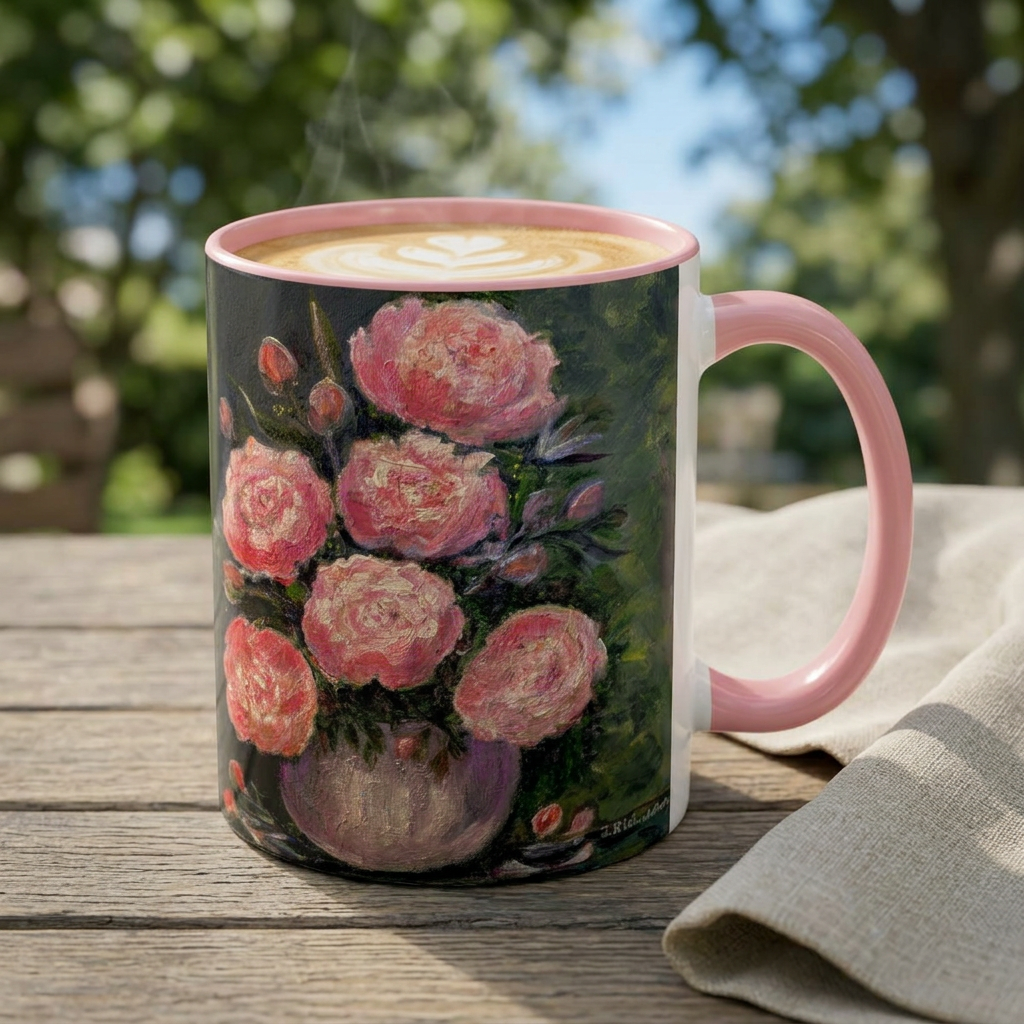 Pink Peony Bouquet Accent Coffee Mug — Chose  Interior 11/15oz
