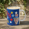 July 4th 2026 Ceramic Mug — Patriotic Red, White & Blue Stars Coffee Cup