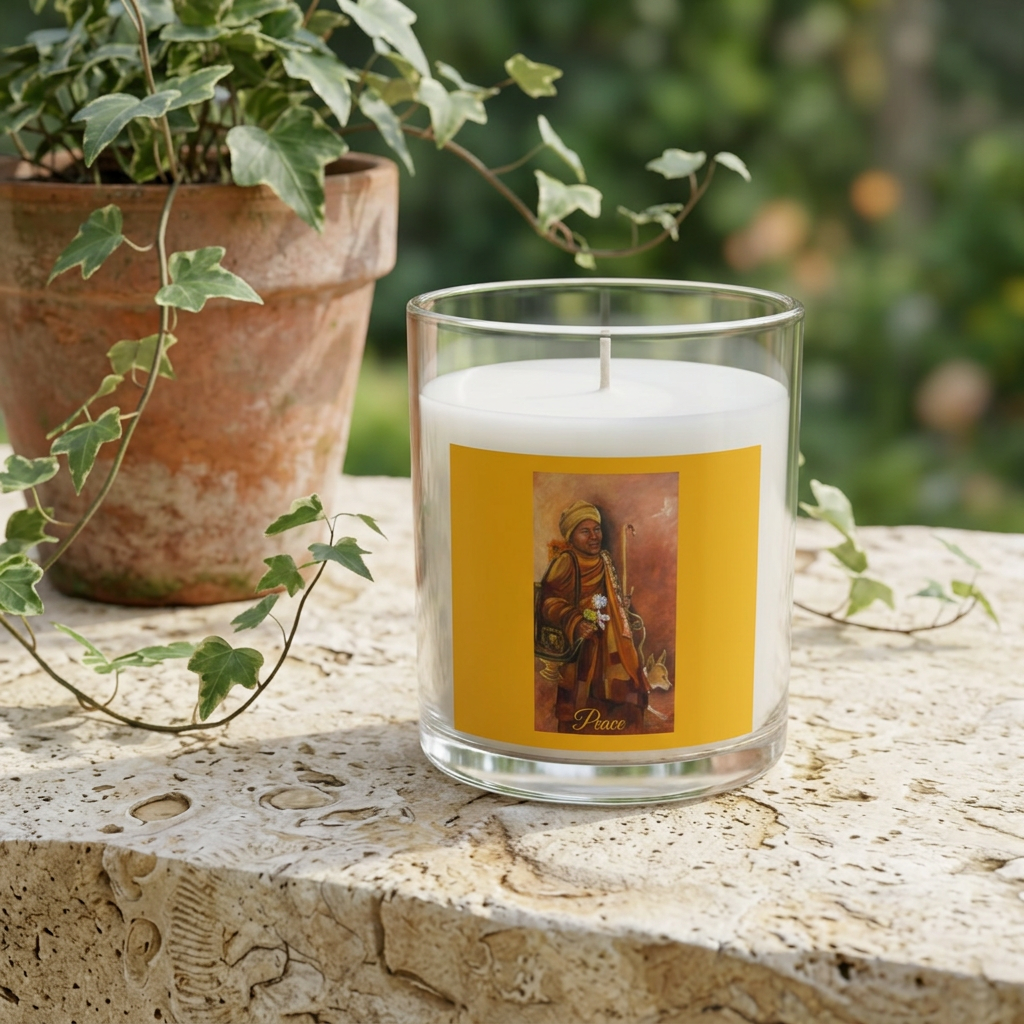 "Walk for Peace" Art Glass Candle — Warm Spiced Scented Decor, 11 oz