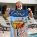 Cocktail Cherry Illustration Beach Towel | Thirsty? Script